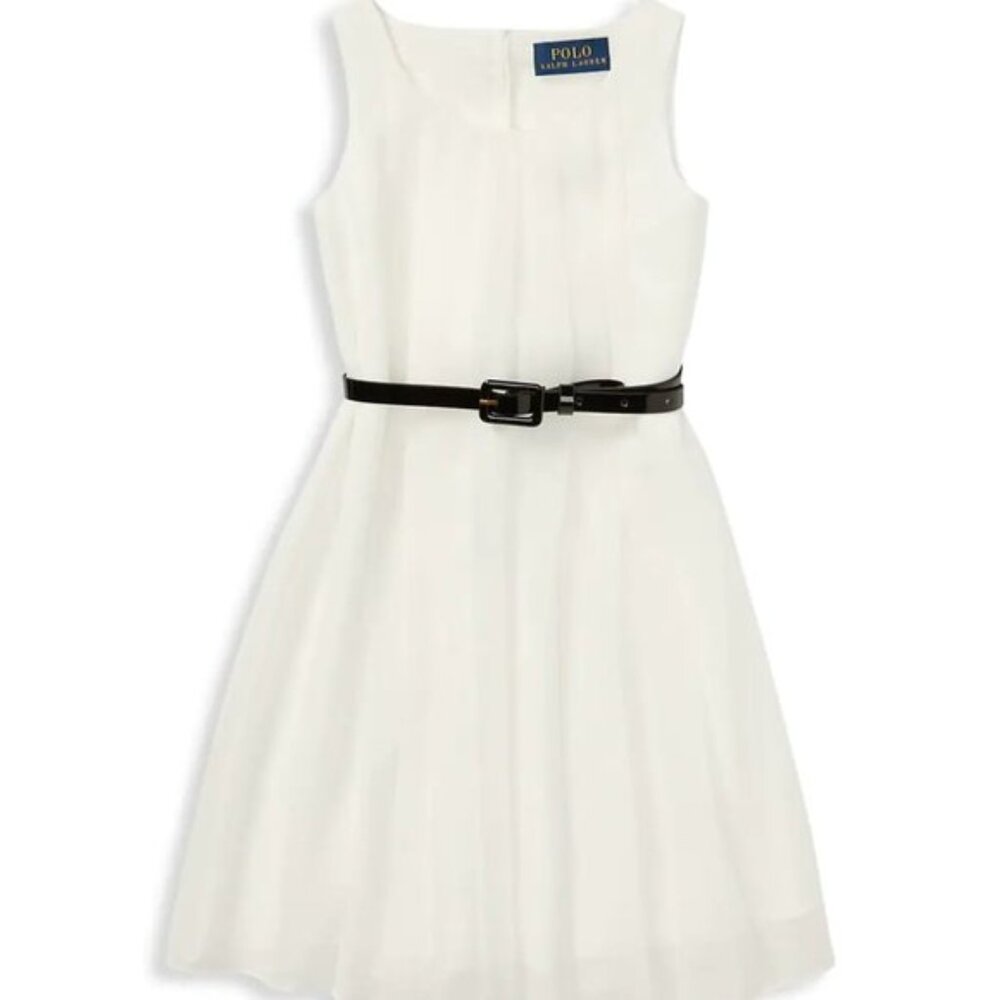 Cream pleated Ralph Lauren Polo dress, size 14.